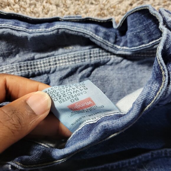 Wrangler Denim Shorts Mens 48 Carpenter Workwear Relaxed Dark Wash Distressed - Picture 2 of 8